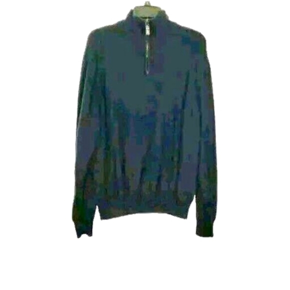 Nautica 1/4 Zip Mock Neck Sweater Mens Large Navy Blue Casual Pullover - Picture 2 of 5